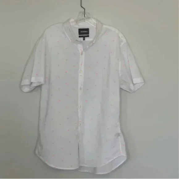 Bonobos White Short Sleeve Cotton Button Down with Pink Fruit Slices Size XL - Picture 4 of 11